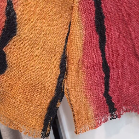 Dilemma Vintage Art To Wear Multicolor Burlap Rayon Fringed Open Cardigan - Picture 6 of 6